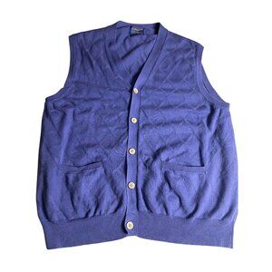 Pendleton Mens 2XL purple Button-Front Sweater Vest Cotton Diamond Pattern
